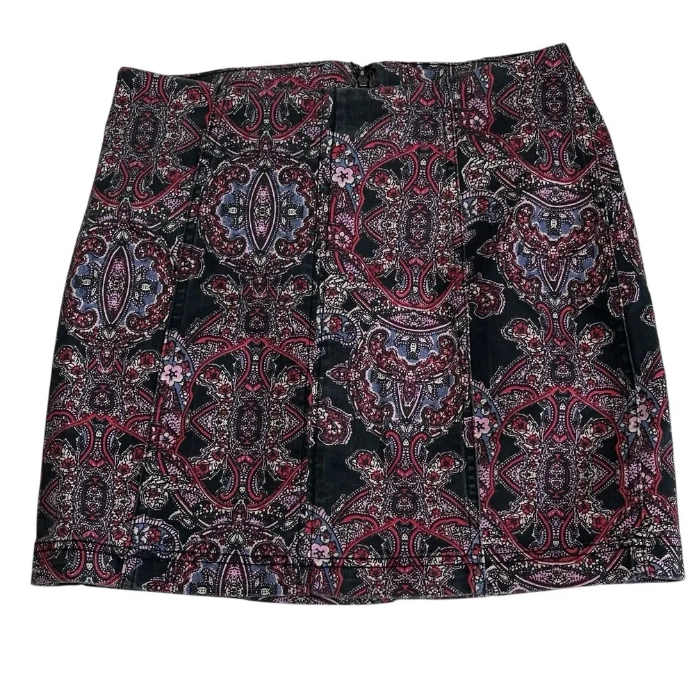 Free People Pencil Mini‎ Skirt Paisley Stretch Women's Size 10 NWT